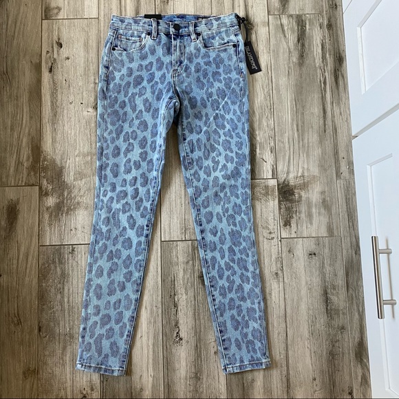BLANK NYC The Bond Mid-Rise Skinny Ankle Leopard Animal Print Jeans Blue NWT 25 - Picture 8 of 14